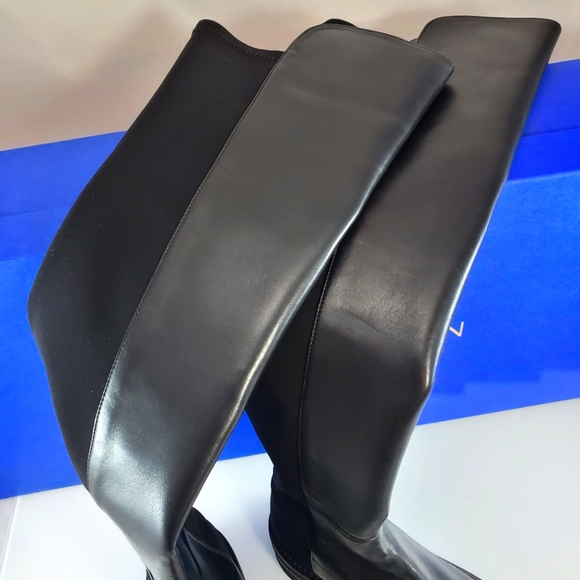 NWT$850 Stuart Weitzman 50/50 Lift Black Leather Stretch Over-The-Knee Boots 6.5 - Picture 13 of 16